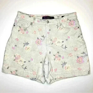 Gloria Vanderbilt Amanda Floral Short Denim Stretch Womens Size 8 Multicolor